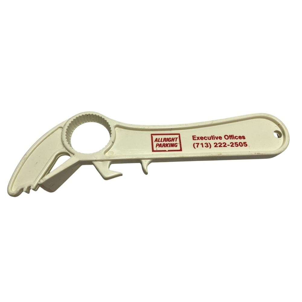 Vintage Allright Parking Plastic Multi Tool Jar Bottle Opener Houston Texas 8.5"